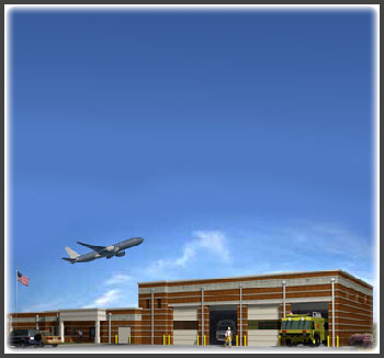 New 21,000 sq. ft. firestation to service the 5th runway and proposed southern airport facilities. It consists of an 8,022 sq. ft. vehical storage area, 3,000 sq. ft. storage area, and 8,000 sq. ft. common and dormitory area.
                                              Architect: Heery